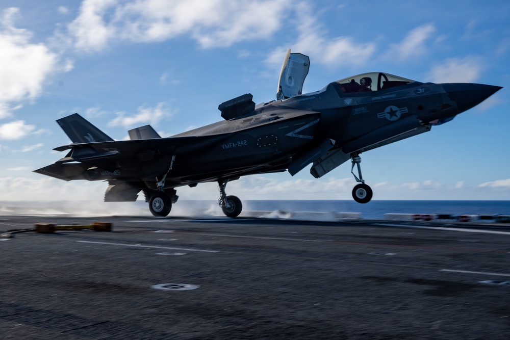 USS America (LHA 6) Conducts F-35B Flight Operations