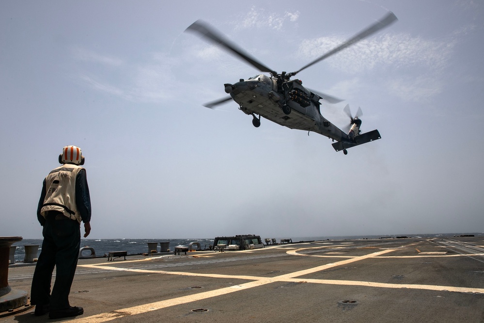 USS Wayne E. Meyer conducts operations in the U.S. Central Command area of responsibility as part of the Nimitz Carrier Strike Group