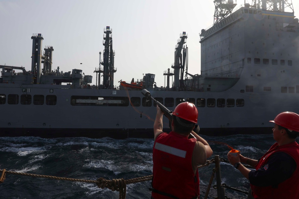 USS FORREST SHERMAN (DDG 98) CONDUCTS RAS.