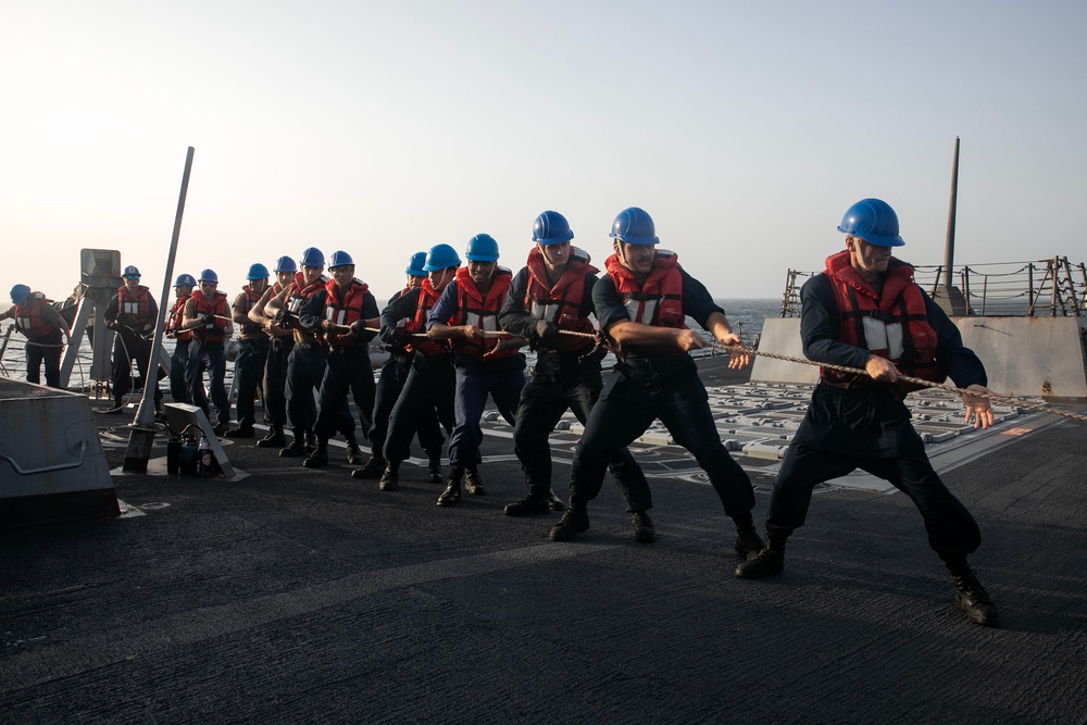 USS Wayne E. Meyer conducts operations in the U.S. Central Command area of responsibility as part of the Nimitz Carrier Strike Group