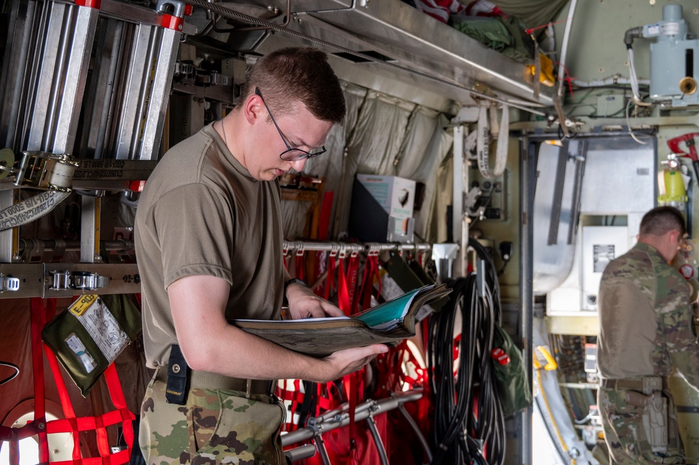 75th Expeditionary Airlift Squadron C-130 Takes Off for Mission Across Horn of Africa