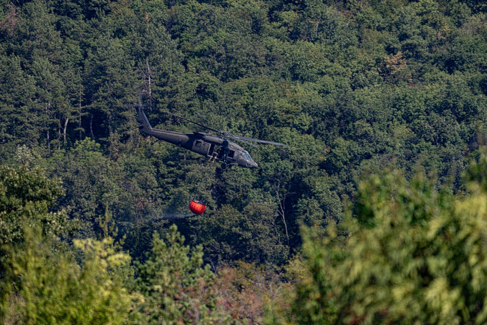 3-501 AHB Bambi bucket fire suppression near Novo Selo Training Area