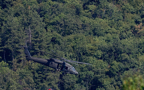 3-501 AHB Bambi bucket fire suppression near Novo Selo Training Area