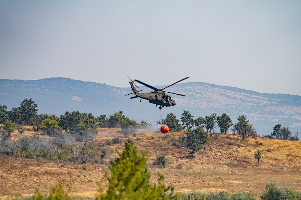 3-501 AHB Bambi bucket fire suppression near Novo Selo Training Area