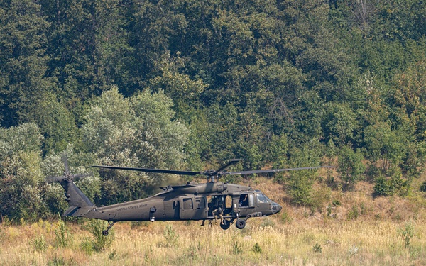 3-501 AHB Bambi bucket fire suppression near Novo Selo Training Area