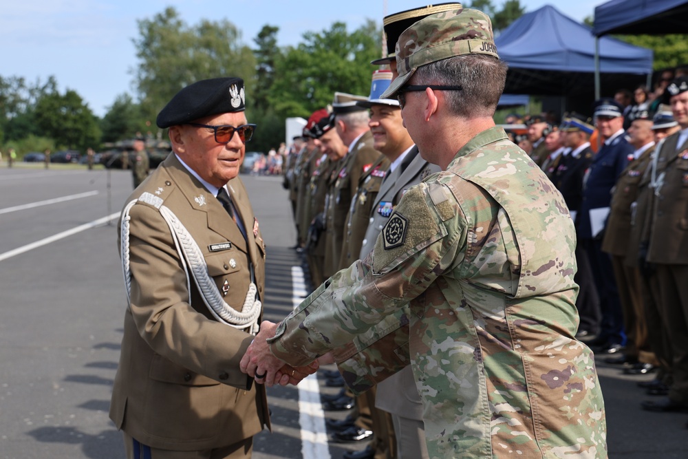 Pass and Review Ceremony for the Polish 10th Armor Cavalry Brigade