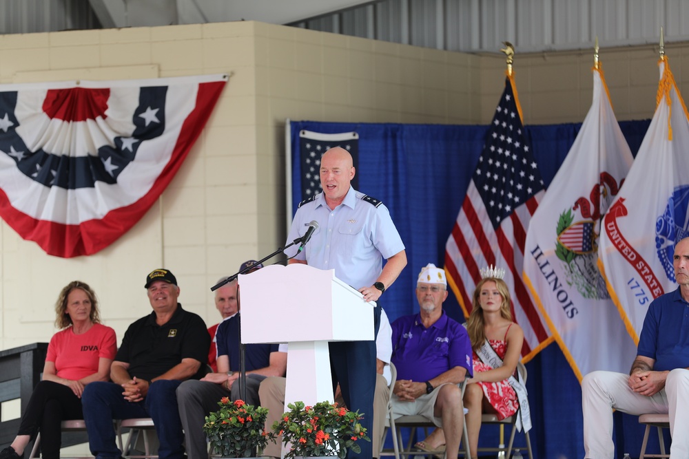 Illinois National Guard's Assistant Adjutant General - Air Address Veterans and Supporters at Illinois State Fair's Veterans and Gold Star Families Day Ceremony