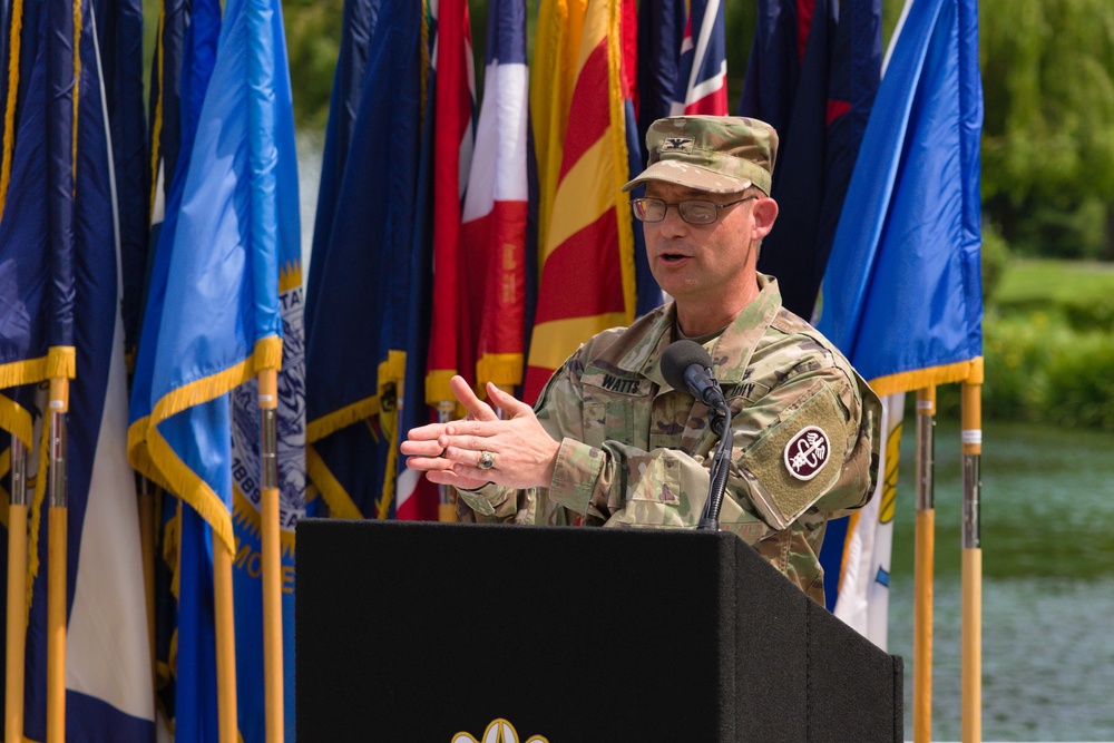 Col. James “Jimmy” Watts addresses the staff and supporters of Madigan Army Medical Center and Team Madigan for the first time as its commander