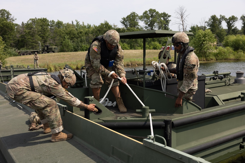 Soldiers Construct Bridge on Water