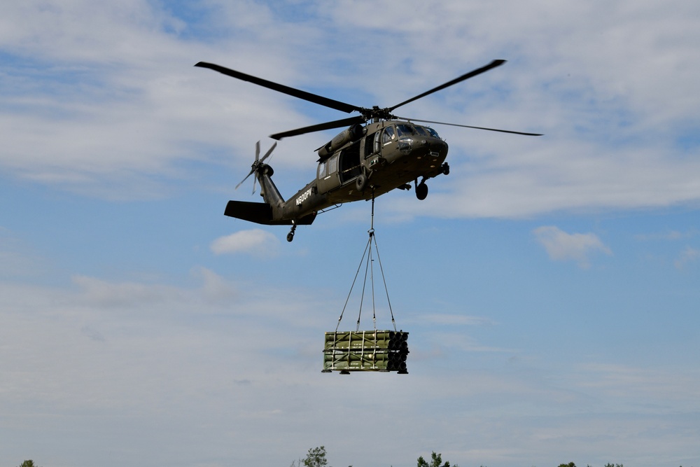 Soldiers practice sling load operations at Northern Strike