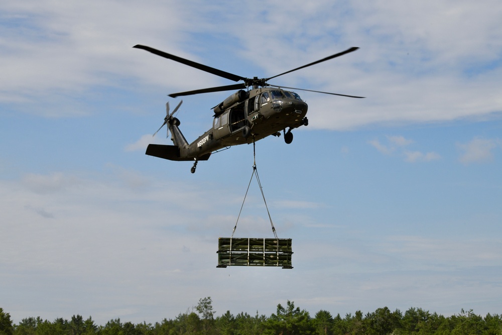 Soldiers practice sling load operations at Northern Strike