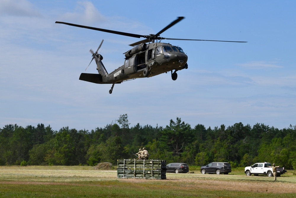 Soldiers practice sling load operations at Northern Strike