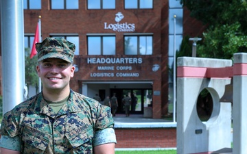 U.S. Marine Corps Sgt. Cameron T. Simpson, a motor vehicle operator with Marine Corps Logistics Command (LOGCOM), was meritoriously promoted to his current rank during a ceremony Aug. 11 at Marine Corps Logistics Base Albany, Georgia.