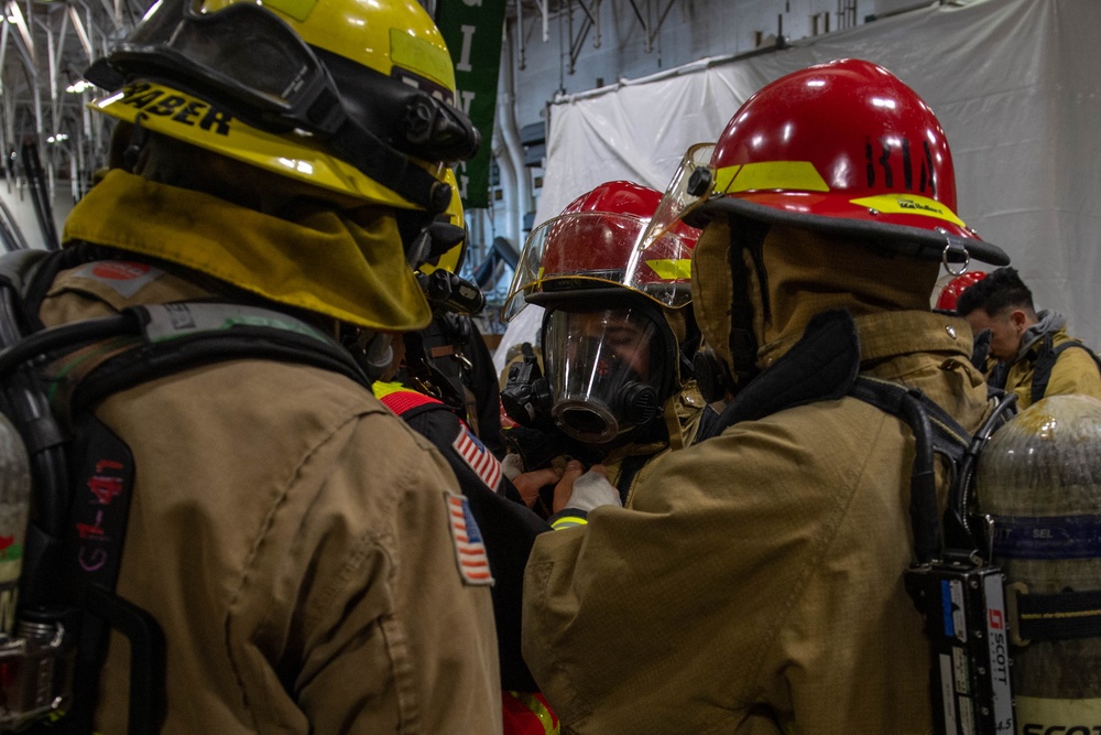 Ronald Reagan Sailors Execute Damage Control Drill