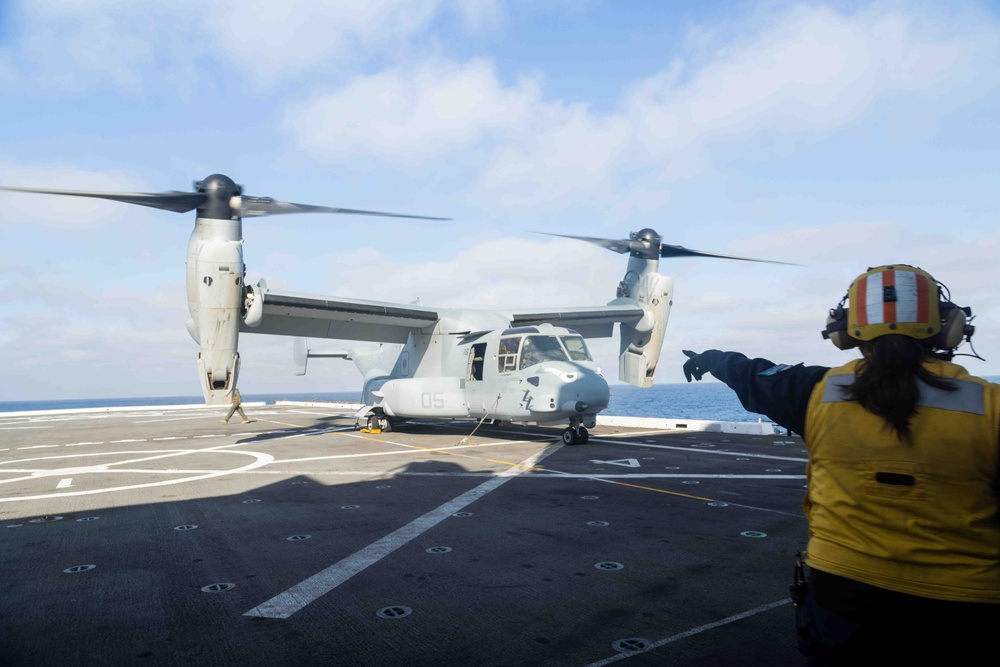 Osprey Deck Landing Aboard USS SOMERSET (LPD 25)