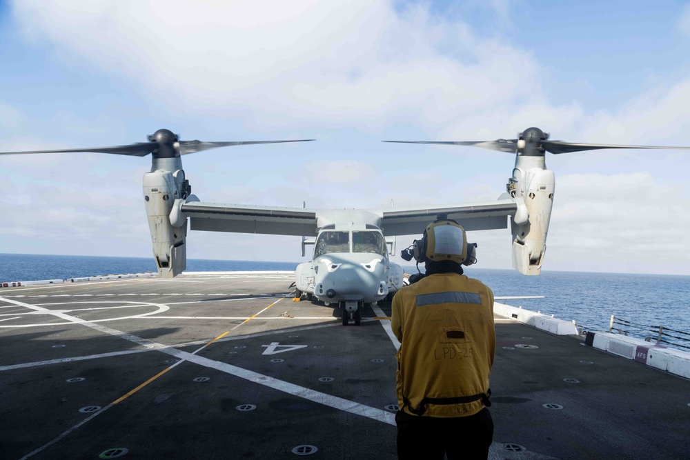Osprey Deck Landing Aboard USS SOMERSET (LPD 25)