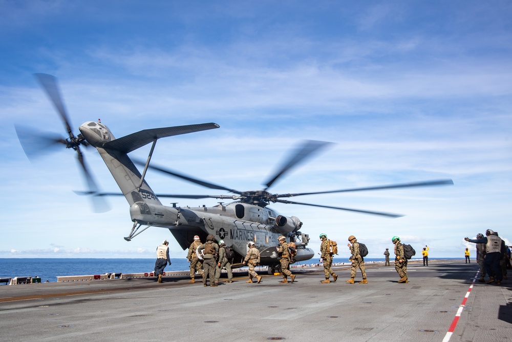 USS America (LHA 6) and 31st Marine Expeditionary Unit Conduct Flight Operations