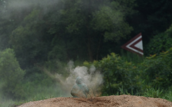 Soldiers assigned to the 11th Engineer Battalion conducts live fire training exercise