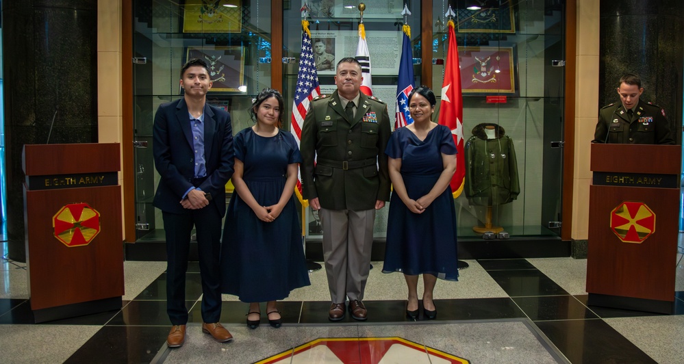 U.S. Army Lt. Col. Jose L. Perez Receives Promotion at Eighth Army Headquarters