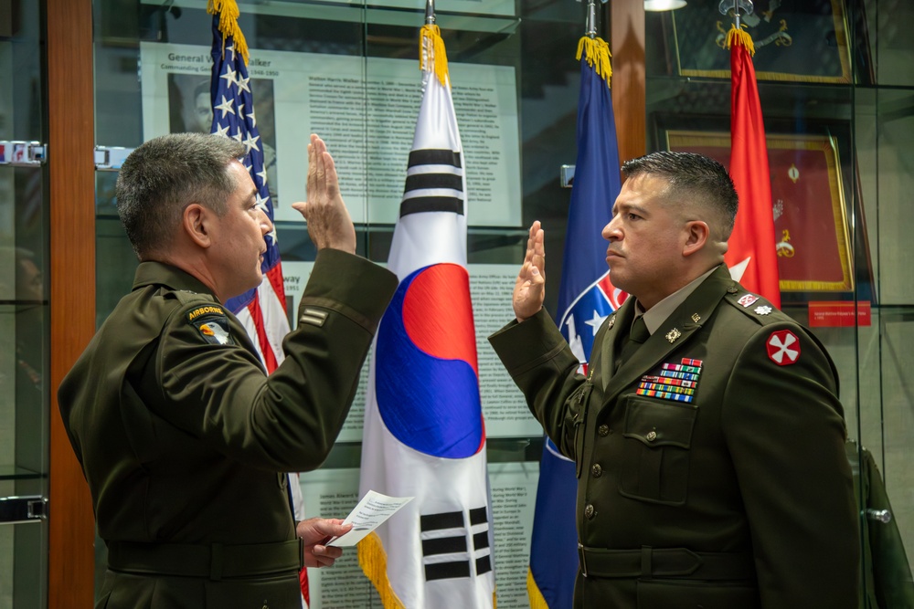 U.S. Army Lt. Col. Jose L. Perez Receives Promotion at Eighth Army Headquarters