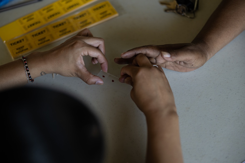 Koa Moana 25 Marines Conduct Blood Type Testing for Chuukese Locals