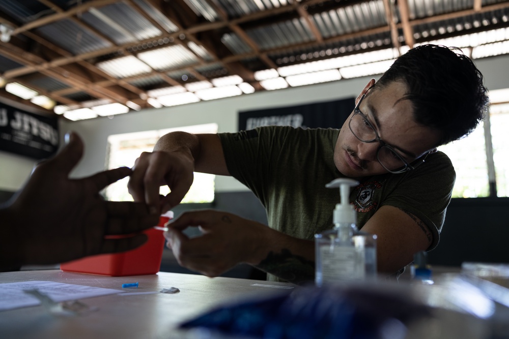 Koa Moana 25 Marines Conduct Blood Type Testing for Chuukese Locals