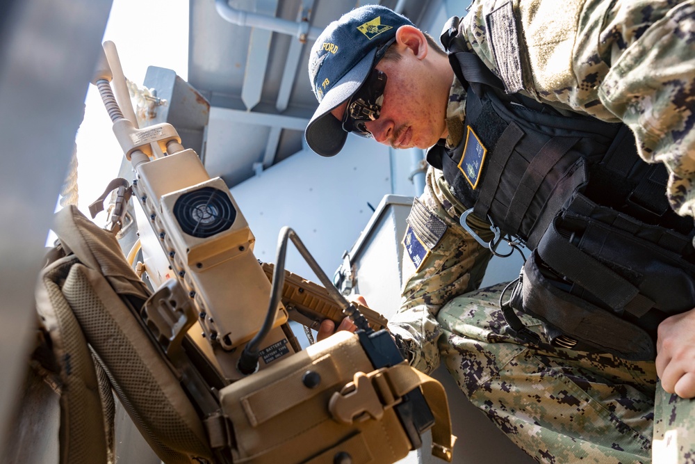 USS Gerald R. Ford (CVN 78) Sailor Stands Watch