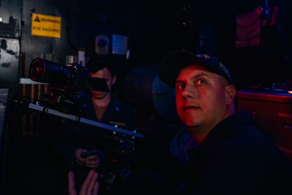 USS Gerald R. Ford (CVN 78) Sailors Conduct a Video Shoot