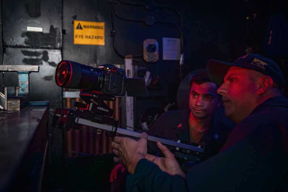 USS Gerald R. Ford (CVN 78) Sailors Conduct a Video Shoot