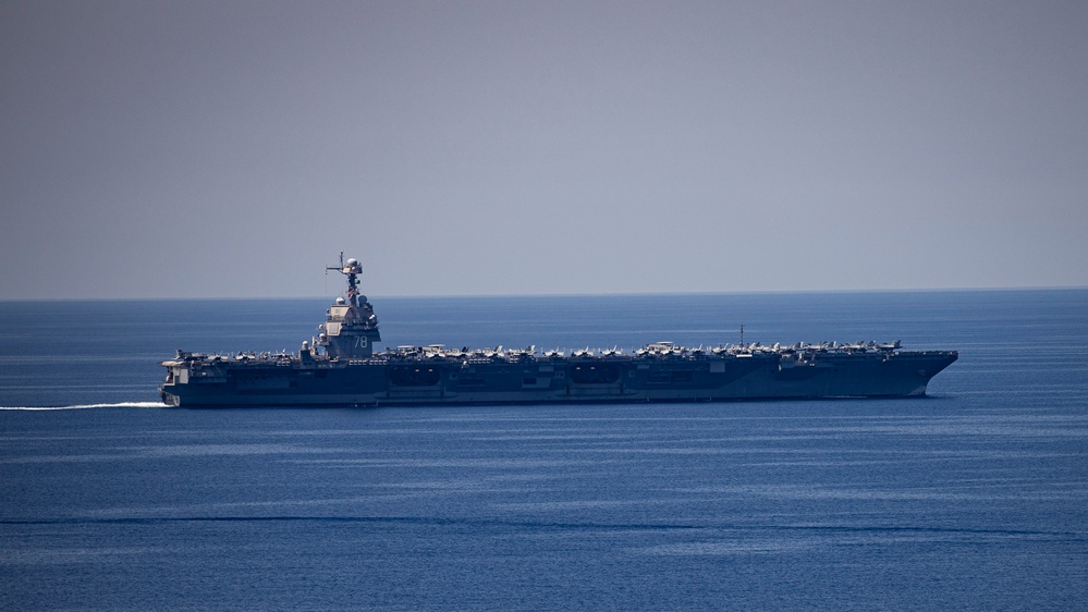 USS Gerald R. Ford (CVN 78) Sails in the Mediterranean Sea