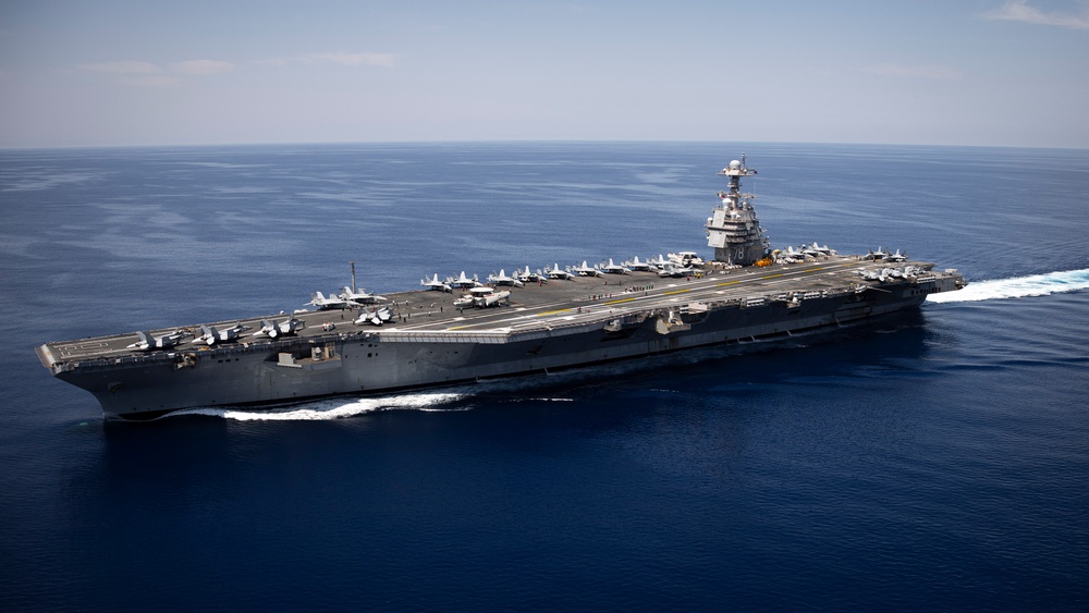 USS Gerald R. Ford (CVN 78) Sails in the Mediterranean Sea