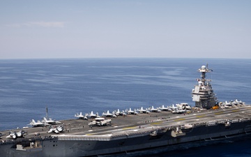 USS Gerald R. Ford (CVN 78) Sails in the Mediterranean Sea