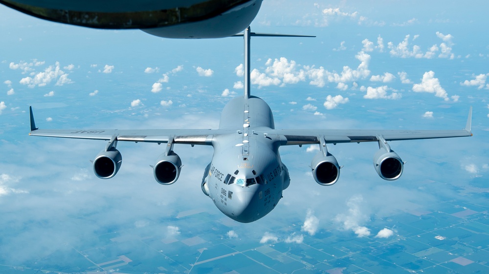 KC-135 refuels C-17