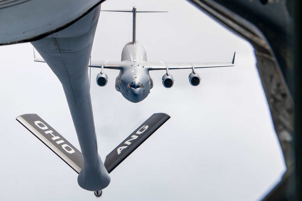 KC-135 refuels C-17