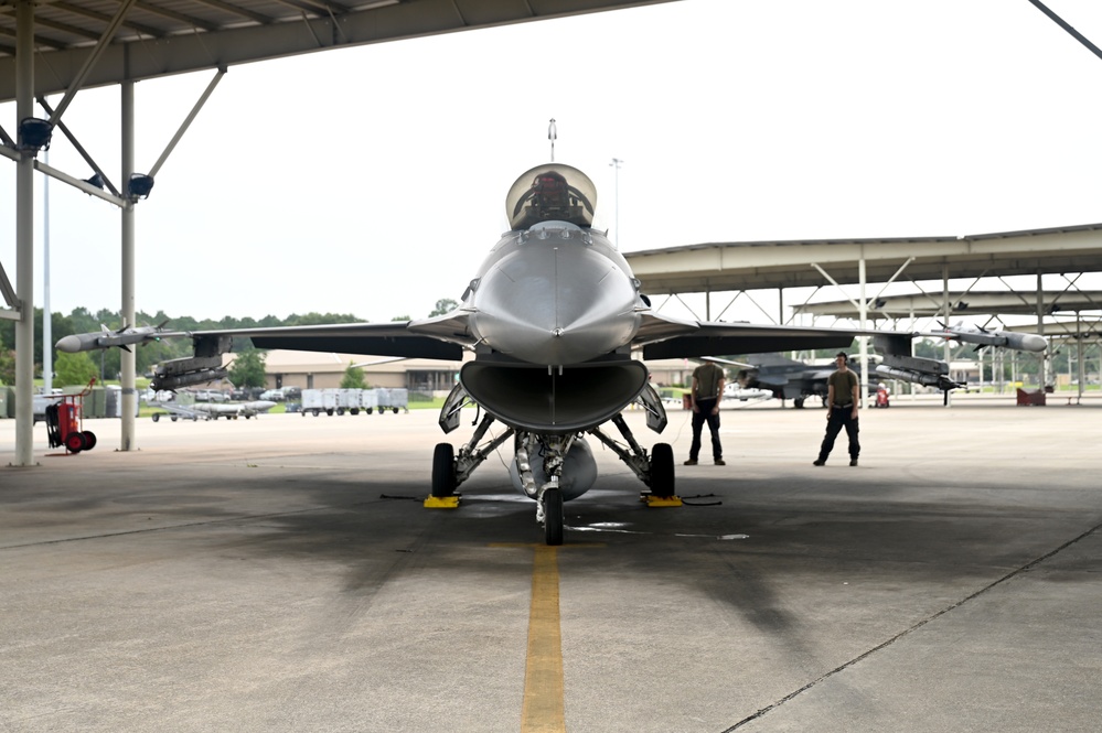 77th FS flies against grey skies