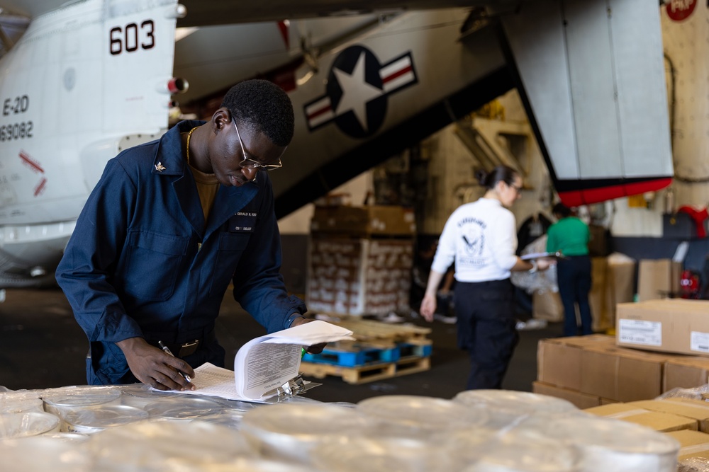 USS Gerald R. Ford (CVN 78) Conducts Replenishment at Sea