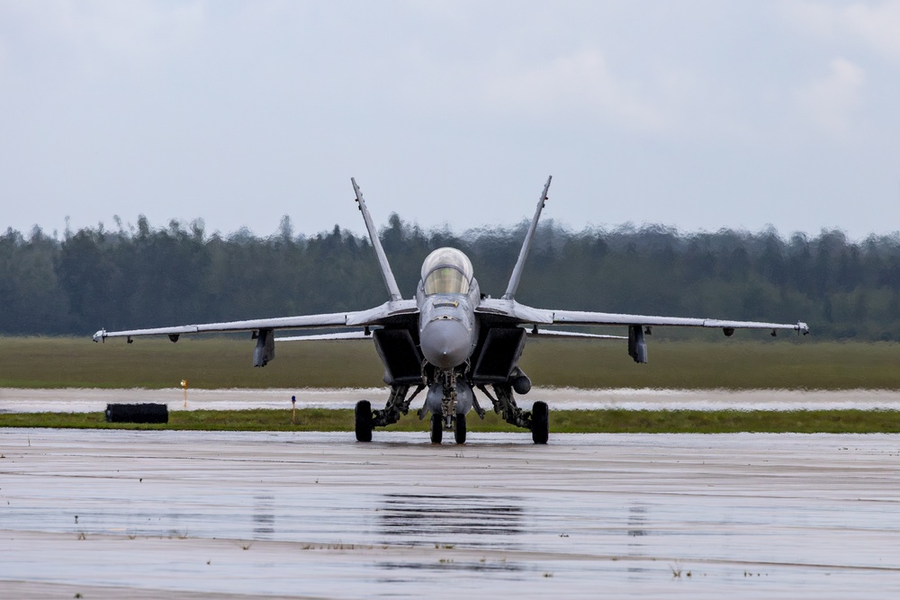 F/A-18 Hornets arrive for Northern Strike 25-2