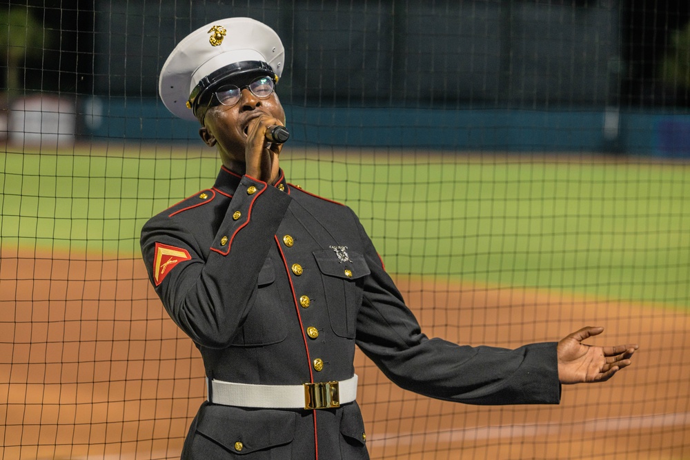 Parris Island Marine Band Performs at Charleston Riverdogs Game
