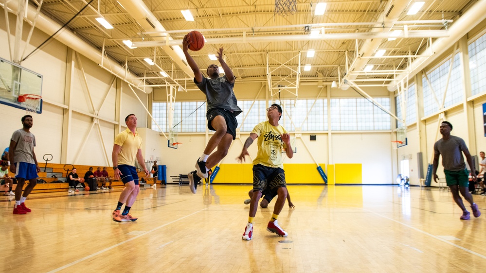 On the court at Travis: Three-on-Three and Three-point Showdown