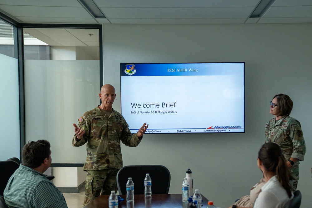 Brig. Gen. Rodger D. Waters, State of Nevada Adjutant General addresses staffers from Sen. Jackie Rosen's Office Aug. 12, 2025