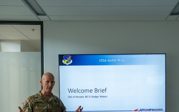Brig. Gen. Rodger D. Waters, State of Nevada Adjutant General addresses staffers from Sen. Jackie Rosen's Office Aug. 12, 2025