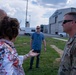 Brig. Gen. Rodger D. Waters, State of Nevada Adjutant General, and Col. Shaun Cruze, 152nd Maintenance Group Commander, meet Sen. Jacky Rosen on the Nevada Air National Guard base flightline Aug. 12, 2025