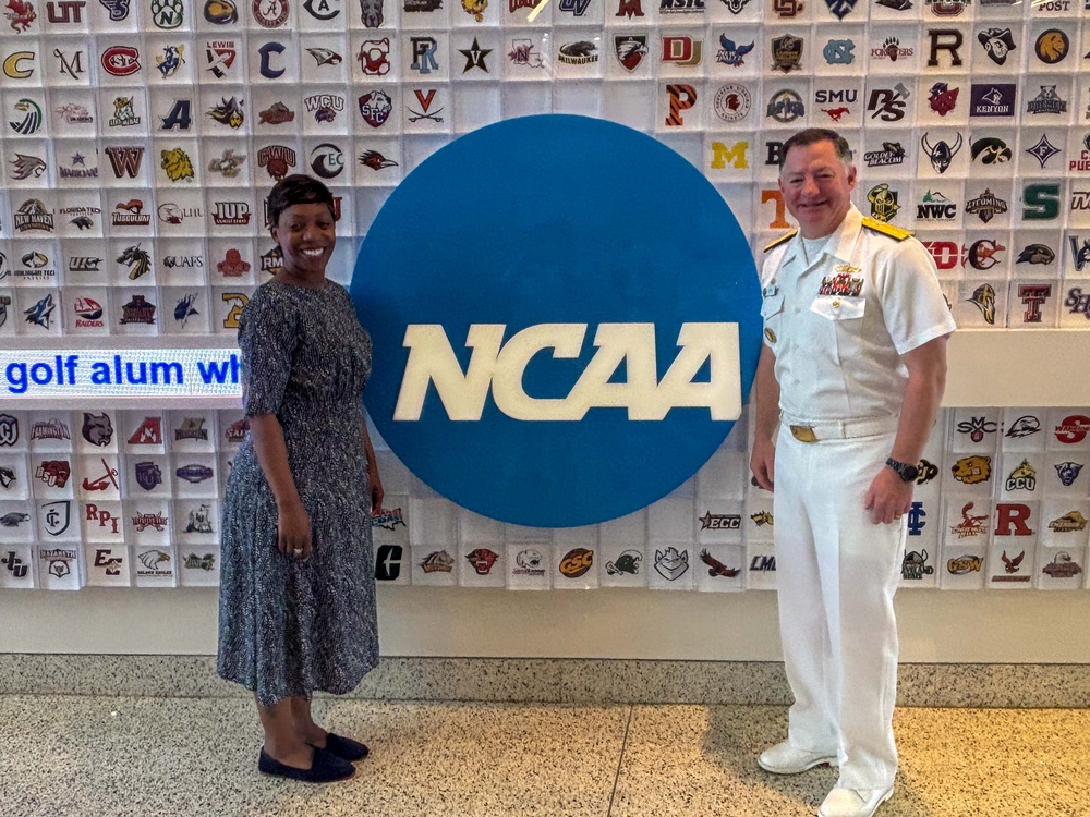 Rear Adm. T. J. Zerr visits NCAA headquarters