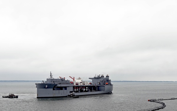 USNS Robert E. Simanek (T-ESB 7) arrives back at Naval Station Norfolk