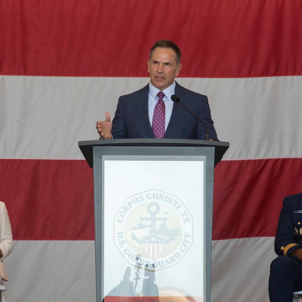 Corpus Christi City Manager Addresses Coastguardsmen at Corpus Christi Coast Guard City Ceremony