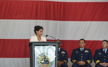 Corpus Christi Mayor Speaks to Coastguardsmen during Corpus Christi Coast Guard City Ceremony
