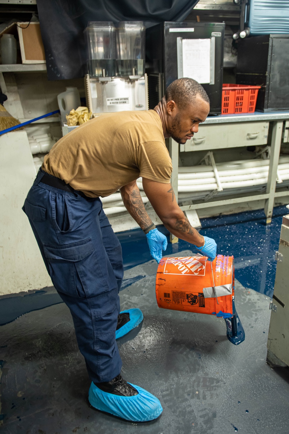 Ronald Reagan Sailors Apply New Deck Coating