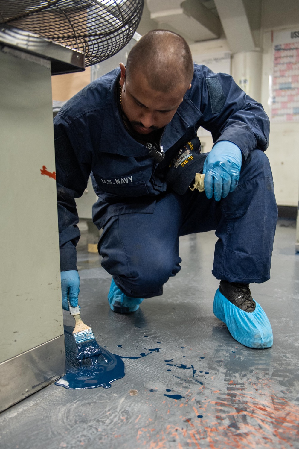 Ronald Reagan Sailors Apply New Deck Coating