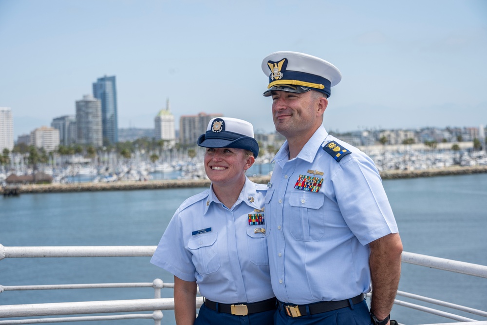 U.S. Coast Guard Chief Warrant Officer Colin Hopkins promotion ceremony on the Queen Mary