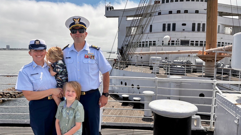 U.S. Coast Guard Chief Warrant Officer Colin Hopkins promotion ceremony on the Queen Mary
